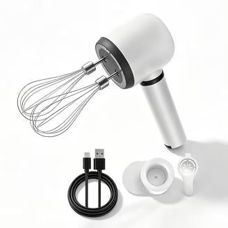 USB Rechargeable Electric Hand Blender – 3-Speed Portable Hand Whisk with 2 Stainless Steel Beaters