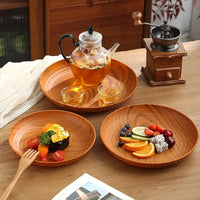 Japanese Style Wood Grain Serving Tray – Rectangular PP Tea & Food Tray