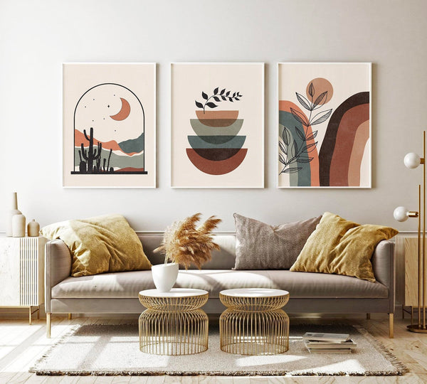 3PCS Boho Abstract Canvas Wall Art Set
