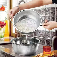 Stainless Steel Colander with Handles – Heavy-Duty Draining Basket for Fruits & Vegetables