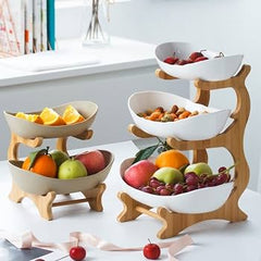 2/3-Tier Fruit & Snack Serving Stand – Modern Plastic Dessert & Candy Tray