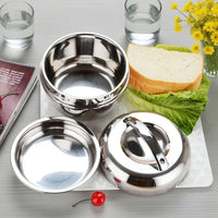 Insulated Stainless Steel Lunch Box with Circular Lid – Portable Food Container
