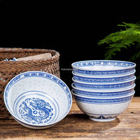 Jingdezhen Blue & White Dragon Porcelain Rice Bowl – Ceramic Ramen & Soup Bowl