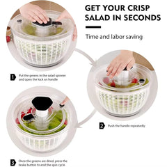 LMETJMA 6.3QT Salad Spinner – Large One-Hand Press Lettuce & Vegetable Dryer