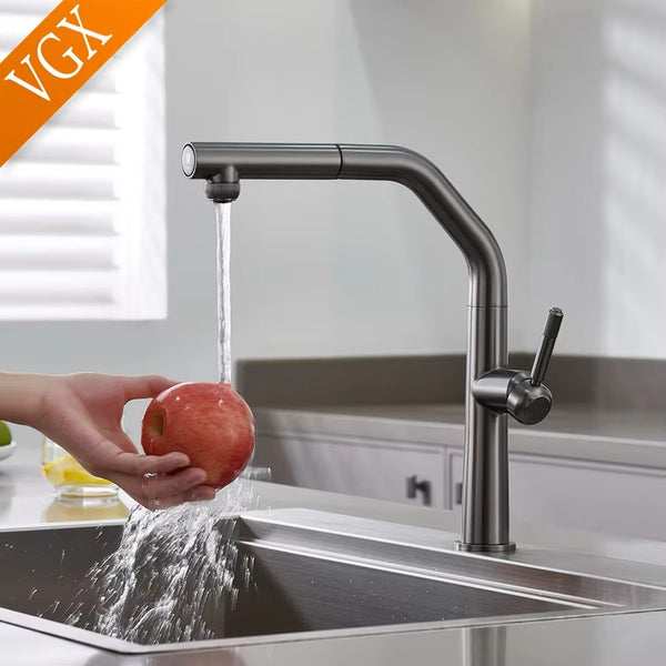 VGX Dual Spout Pull-Out Kitchen Faucet – Stainless Steel Drinking Water Mixer Tap