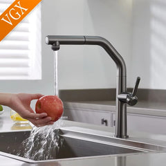 VGX Dual Spout Pull-Out Kitchen Faucet – Stainless Steel Drinking Water Mixer Tap