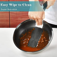 LMETJMA Stainless Steel Honeycomb Nonstick Frying Pan with Lid – Induction Compatible
