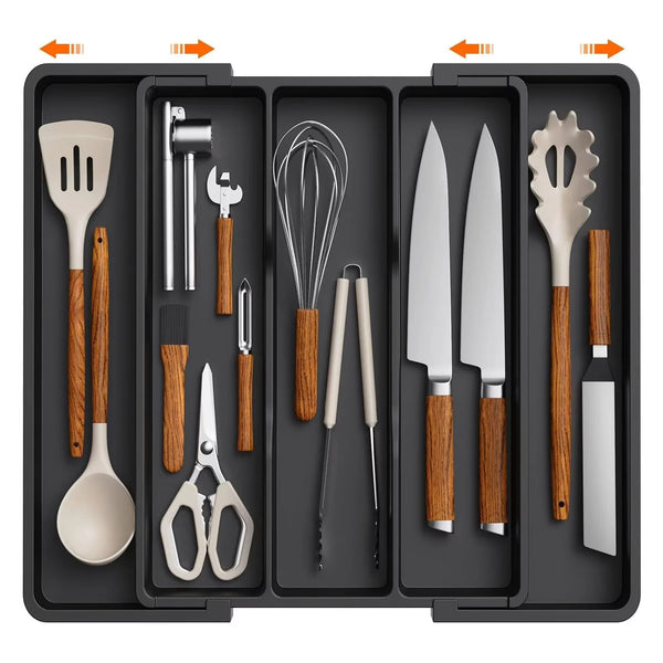 Expandable Kitchen Silverware Drawer Organizer – Adjustable Cutlery & Utensil Tray