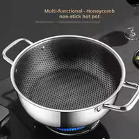 410 Stainless Steel Honeycomb Nonstick Soup Pot with Lid – Induction & Gas Compatible