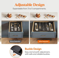 Expandable Kitchen Silverware Drawer Organizer – Adjustable Cutlery & Utensil Tray