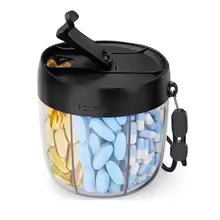 Portable 7-Compartment Pill Organizer – Cute Pill Dispenser with Wide Opening