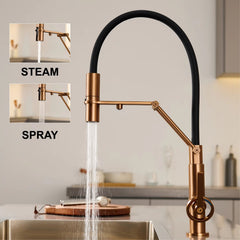 Brushed Rose Gold Kitchen Faucet with Filter Tap – Pull-Out Hot & Cold Mixer