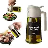 470ml 2-in-1 Olive Oil Sprayer & Dispenser – Glass Cooking Oil Spray Bottle
