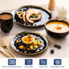 LOVECASA Black Porcelain Dinnerware Set – 16/32 Piece Tableware with Gold Trim