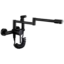 Solid Brass Deck-Mounted Kitchen Faucet with Spray Gun – Double-Jointed Hot & Cold Water Tap
