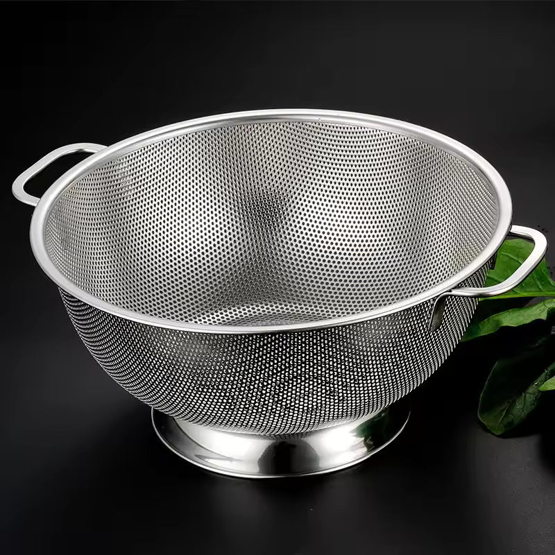 Stainless Steel Colander with Handles – Heavy-Duty Draining Basket for Fruits & Vegetables