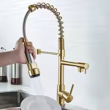 DQOK Black Pull-Down Kitchen Faucet – Hot & Cold Dual Spout Mixer Tap