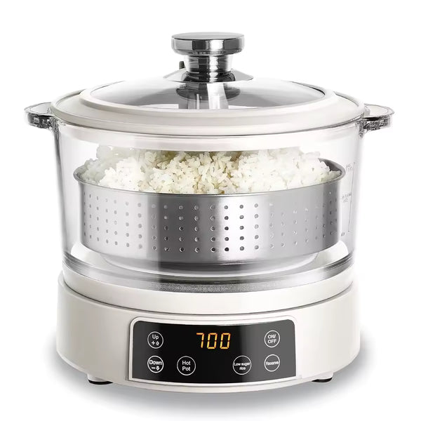2026 Glass Mini Low Carb Rice Cooker – 2-Cup Capacity with Auto Lift Filter