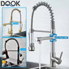 DQOK Black Pull-Down Kitchen Faucet – Hot & Cold Dual Spout Mixer Tap