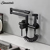 Solid Brass Deck-Mounted Kitchen Faucet with Spray Gun – Double-Jointed Hot & Cold Water Tap
