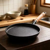 20cm Cast Iron Skillet with Wooden Handle – Pre-Seasoned Fry Pan for Gas & Induction