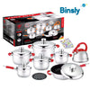 16PCS Stainless Steel Cookware Set – Nonstick Pots & Pans for Induction Cooktops
