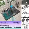 Stainless Steel Multifunctional Kitchen Sink – Waterfall Faucet with Digital Display