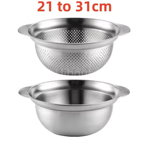 Stainless Steel Colander with Handles – Heavy-Duty Draining Basket for Fruits & Vegetables