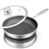 LMETJMA Stainless Steel Honeycomb Nonstick Frying Pan with Lid – Induction Compatible