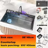 Stainless Steel Multifunctional Kitchen Sink – Waterfall Faucet with Digital Display