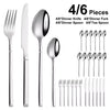 4/6/16/24PCS Stainless Steel Cutlery Set – Mirror Finish Knife, Fork & Spoon Tableware