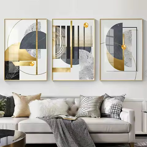 3PCS Modern Geometric Canvas Wall Art