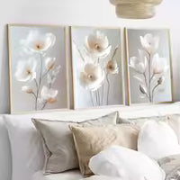 Nordic Beige Peony Canvas Wall Art