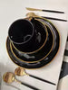 LOVECASA Black Porcelain Dinnerware Set – 16/32 Piece Tableware with Gold Trim
