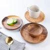 Japanese Style Solid Wooden Dinner Plate – Round Serving Tray for Snacks & Tea