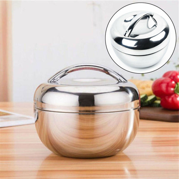 Insulated Stainless Steel Lunch Box with Circular Lid – Portable Food Container