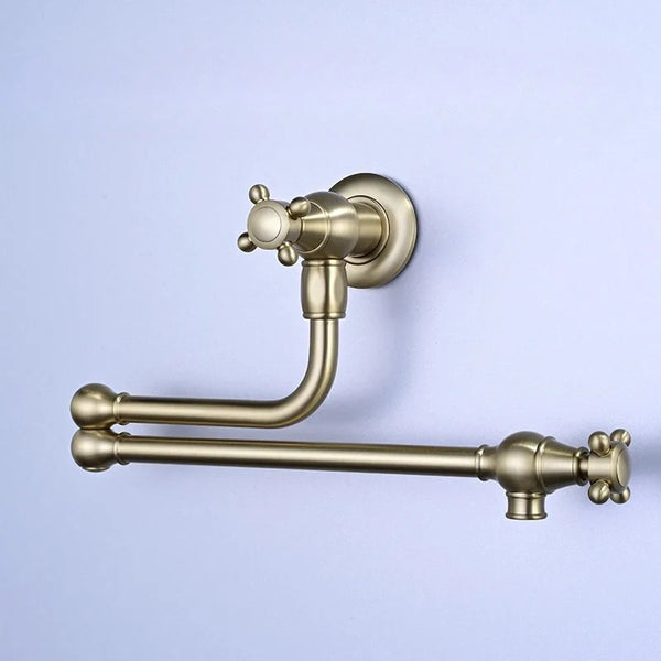 Awolf Solid Brass Pot Filler Faucet – Wall Mounted Folding Kitchen Tap with 360° Rotation