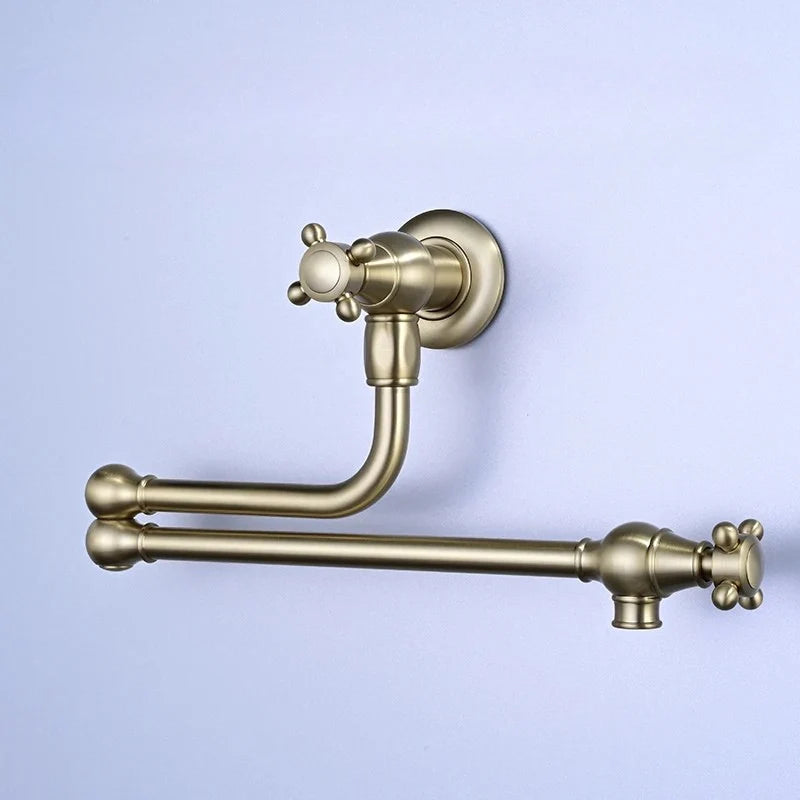 Awolf Solid Brass Pot Filler Faucet – Wall Mounted Folding Kitchen Tap with 360° Rotation